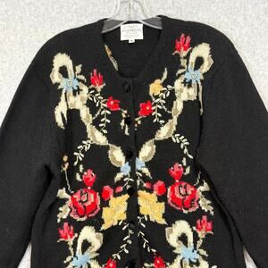 Vtg 1994 Susan Bristol Cardigan Sweater Size M Floral Knit Bohemian Cottagecore